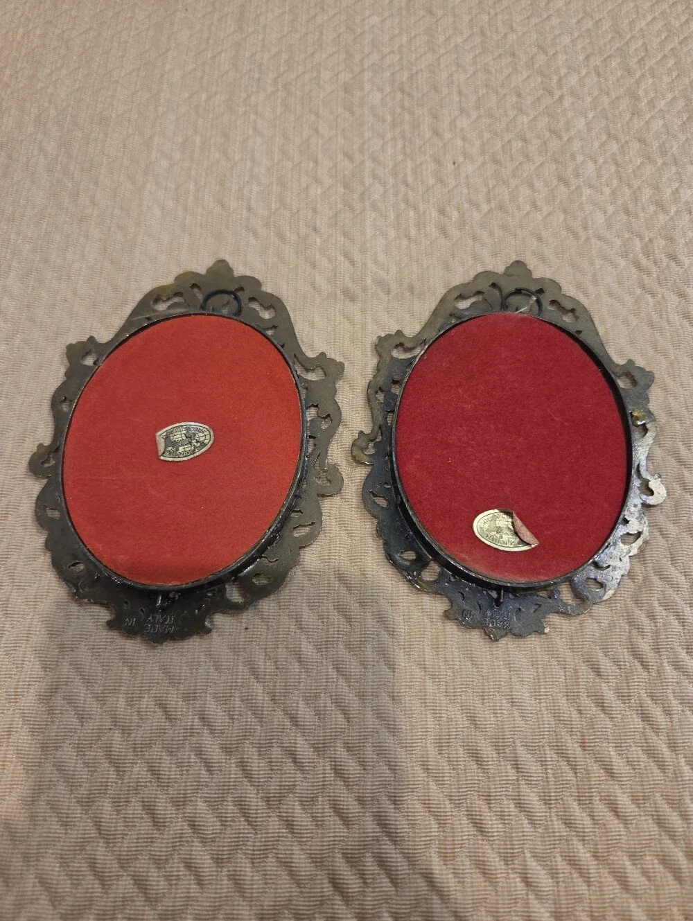 Vintage Italian Miniature Oval Pair Of Picture Frames